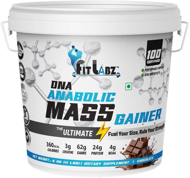 FITLABZ DNA Anabolic Mass Gainer High Protein Muscle Gain Strength Gain 100 Servings Weight Gainers/Mass Gainers