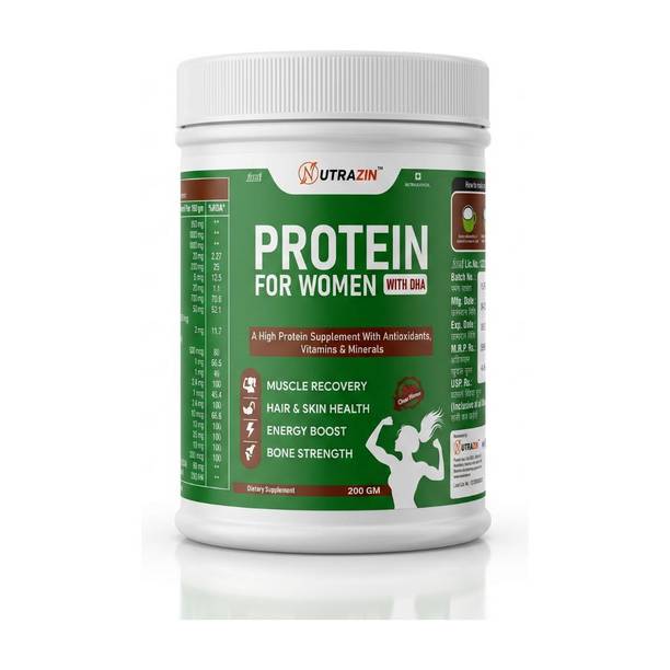 NUTRAZIN Protein for Women with DHA | Hair, Skin, Energy & Bone Strength (200g) Casein Protein