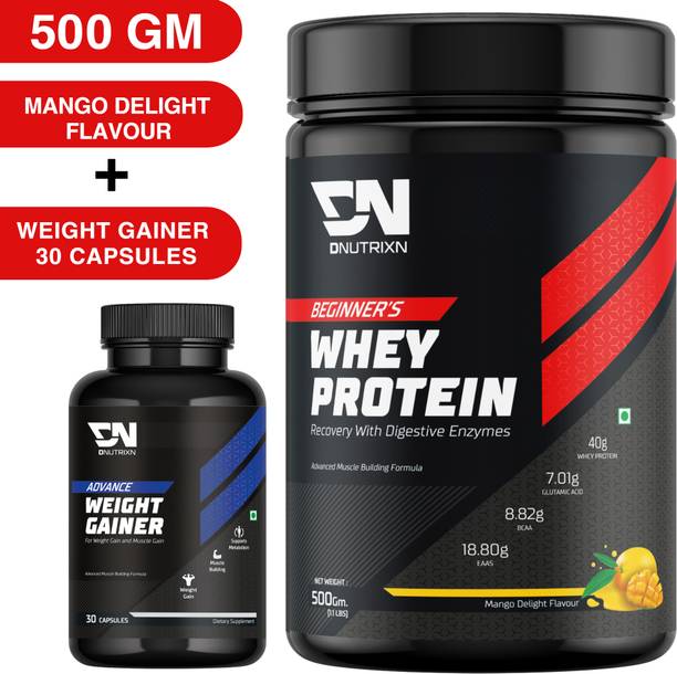 DNUTRIXN Beginner's High Whey Protein 40G + Weight Gainers | Muscle Building Formula Whey Protein