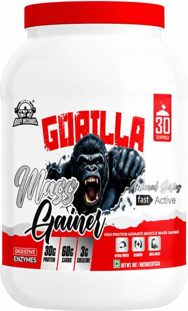 BODYMECHANIC Gorilla Mass Gainer | High Protein Muscle Mass Gainer | 1kg | 30 Servings Weight Gainers/Mass Gainers