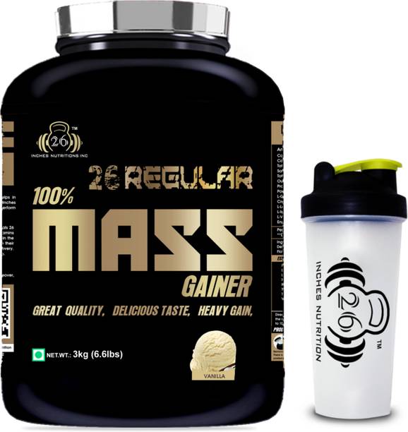 26INCHES NUTRITIONS INC REGULAR 100% MASS GAINER-3 KG/ WEIGHT GAINER / LEAN GAINER/ MUSCLE GAINER Weight Gainers/Mass Gainers