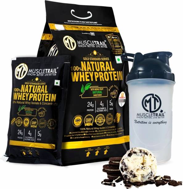 Muscle Trail Gold Standard Series |60 Pouches |Low Carb & Fat |Shaker Inside |24g Natural Whey Protein