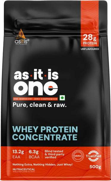 AS-IT-IS Nutrition ONE Whey Protein Concentrate I 28g Protein per Serve, Unflavoured 500g Whey Protein