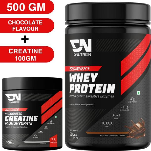 DNUTRIXN Beginner's High Whey Protein+ Creatine Monohydrate | Muscle Strength, Recovery Whey Protein
