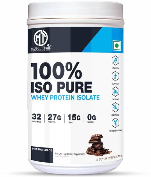 Muscle Trail Whey Protein Isolate, Pharma Grade, 32 Servings, 27g Protein, 15g EAA, 0g Sugar Whey Protein