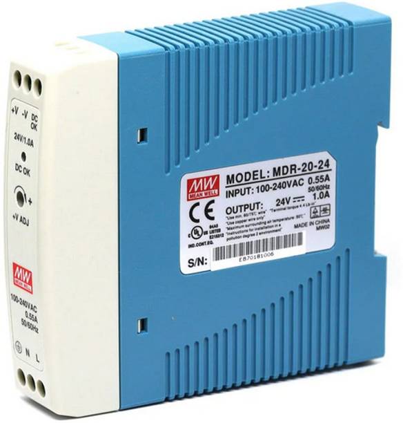 Mean Well SMPS, MDR-40-24, 24 Volt 1.7 amp Din Rail industrial Power supply 40 Watts Computer PSU with 0 SATA Cables