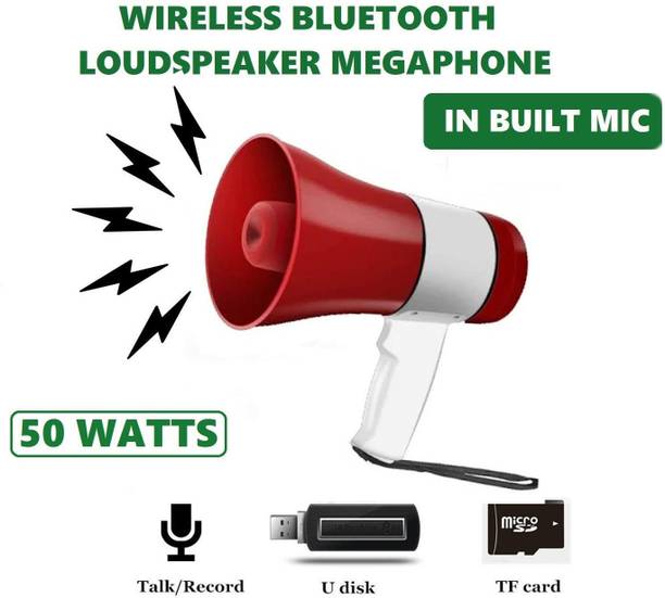 Svojas Wireless Bluetooth Megaphone/Loudspeaker for Announcement with Rechargeable Battery, Recorder, USB & Memory card input. Talk, Record, Play, Siren, Music Indoor, Outdoor PA System