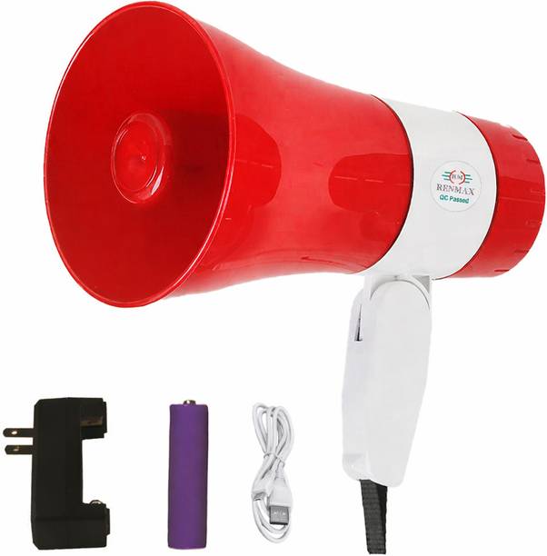 RENMAX Portable Horn Speaker Recorder Rechargeable Megaphone Portable with Recording, Bluetooth/ USB Loudspeaker Outdoor PA System