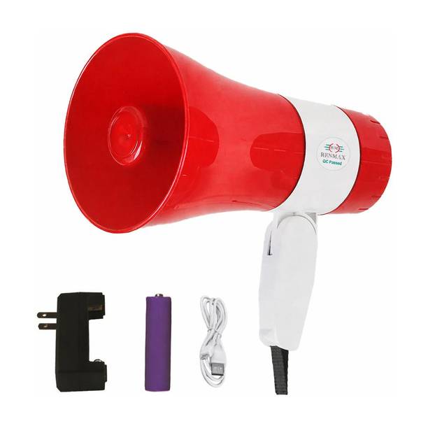 RENMAX Portable Horn Speaker Recorder Player Rechargeable Megaphone Portable with Recording, Bluetooth/ USB Loudspeaker Outdoor PA System