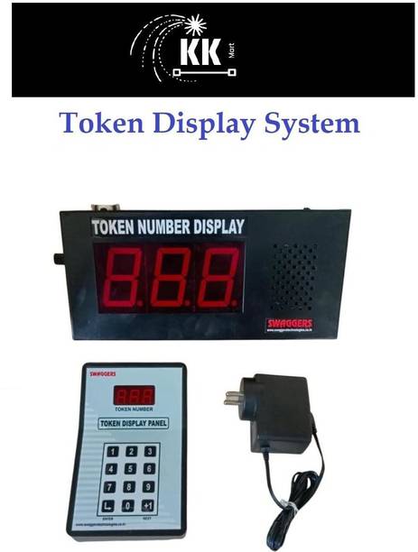 KK MART Token Display Machine with Multi Language (English, Hindi, Telugu, Malyalam, Kannad, Tamil, Marathi, Bengali, Gujrati) - 5 Meter Connecting Wire Indoor PA System