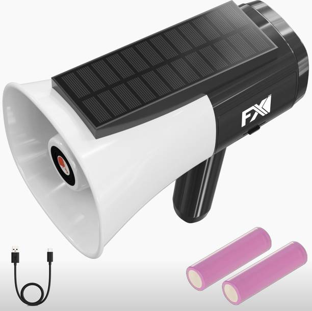 FXI MP-922 Solar Megaphone Speaker with Solar Charging For Announcing, Talk, Record, Play, Siren, Dual Battery, Type C Charging, Foldable Handle Bluetooth Megaphone Indoor, Outdoor PA System