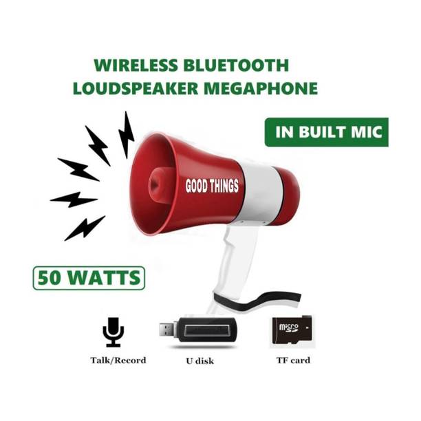 GOOD THINGS Pro 50W Megaphone Loud Speaker Trumpet Recording Speaker Horn with USB & SD Card Outdoor PA System