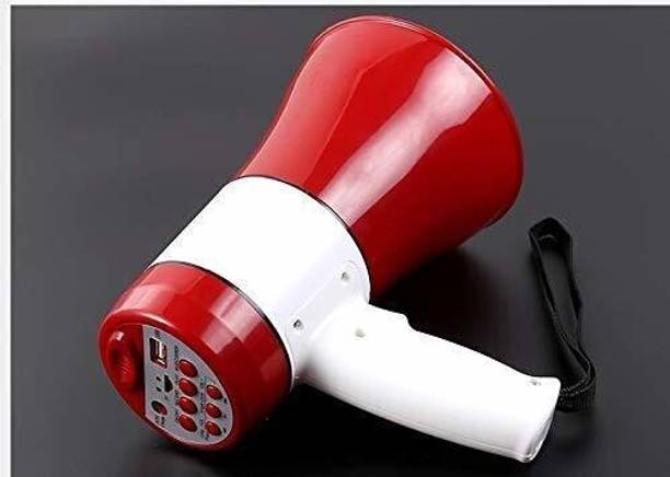 dnr DNR MEGAPHONE HAPPINESSWORLD Handheld Megaphone with Recorder Bluetooth USB and Memory Card Input for Announcing; Talk; Record; Play; Siren; Music with Battery and Charger Megaphone Speaker PA Bullhorn Indoor, Outdoor PA System 50 Watts Handheld Megaphone with Recorder Bluetooth USB and Memory Card Input for Announcing; Talk; Record; Play; Siren; Music with Battery and Charger Megaphone Speaker PA Bullhorn Indoor, Outdoor PA System (50 W)(red) Indoor, Outdoor PA System