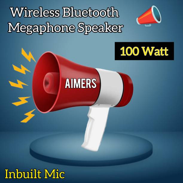 AIMERS Megaphone Loud Speaker Trumpets Recording Speaker Horn with USB & SD Card Port Indoor, Outdoor PA System (100 W) Play Recording, Siren Music and Tour Guide Indoor, Outdoor PA System