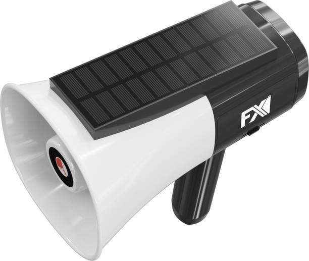 FXI MP-922 Solar Megaphone Speaker with Solar Charging For Announcing, Talk, Record, Play, Siren, Dual Battery, Type C Charging, Foldable Handle Bluetooth Megaphone Indoor, Outdoor PA System