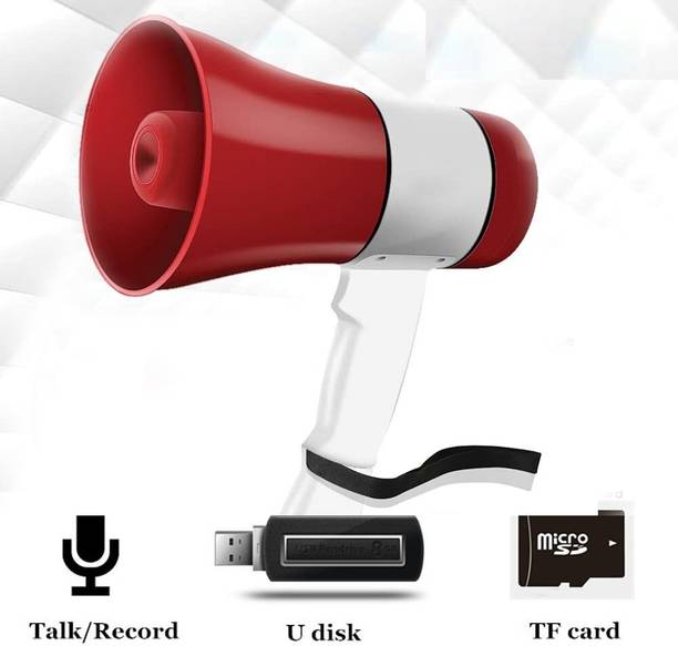 dnr Music with Battery and Charger Megaphone Speaker PA Bullhorn Indoor, Outdoor announcement with recorder Rechargeable Megaphone USB and memory card input Indoor, Outdoor PA System