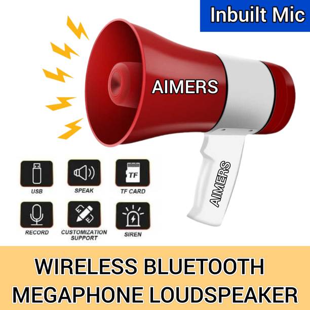 AIMERS Handheld Rechargeable Megaphone Indoor, Outdoor PA System (50 W) indoor/outdoor loudspeaker Megaphone Rechargeable with Recording, BLUETOOTH/USB Indoor, Outdoor PA System