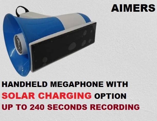 AIMERS USB Media Player & Siren, Bluetooth Loud Sound Megaphone BLUETOOTH SOLAR BATTERY CHARGEABLE MEGAPHONE) with Recording Indoor, Outdoor PA System