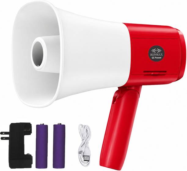RENMAX Portable Horn Speaker Rechargeable Recorder Megaphone Bluetooth, USB & Voice Assistance Outdoor PA System