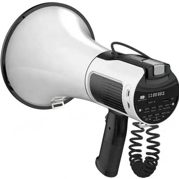 Adiohub Megaphone with Siren Bullhorn 50 Watt Bullhorn Speaker with Microphone Outdoor PA System