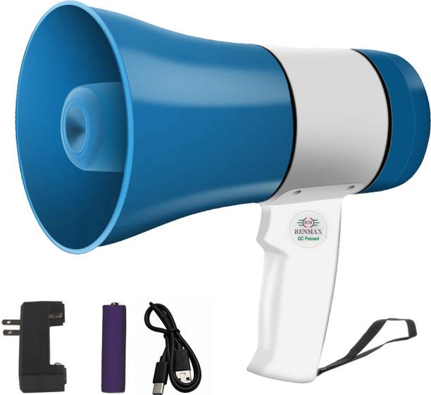 RENMAX Rechargeable Horn Speaker with LED Light-01 Rechargeable Megaphone Horn Recorder Player with Bluetooth Outdoor PA System
