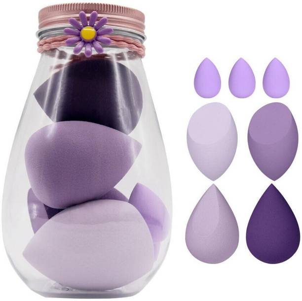 ब्यूटीफ्लेम 7PCS One Set Makeup Foundation Blender Sponge Puff Cosmetic Beauty Box Plastick