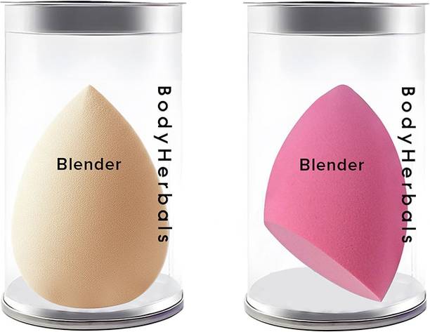 BodyHerbals Makeup Blenders Set of 2 Beauty Sponges, Tear Drop & Half Moon Shape