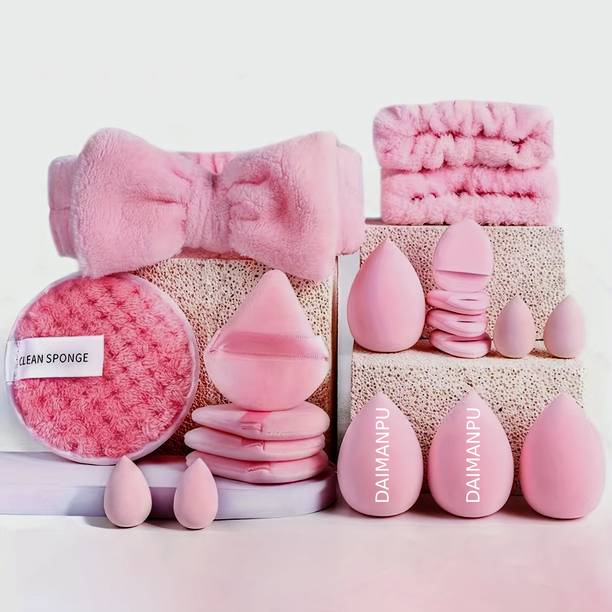 DAIMANPU 20Pcs Baby Pink Makeup Sponge Spa Kit | Ultra Soft Latex-Free Blender Set