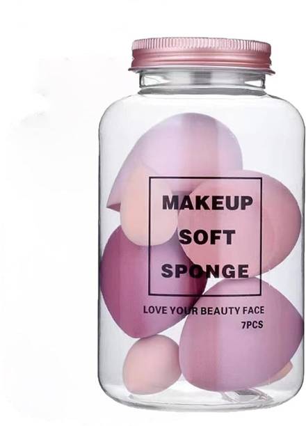हुडा क्रश BEAUTY Blender Sponges 7Pcs for Liquid, Cream & Powder, Multicolored Makeup Puff