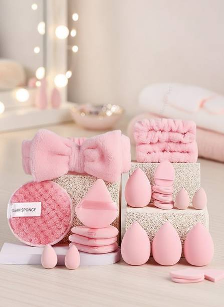 Bluezoo 20 Pcs Soft Makeup Puff Set with Headband & Blender for Face & Foundation