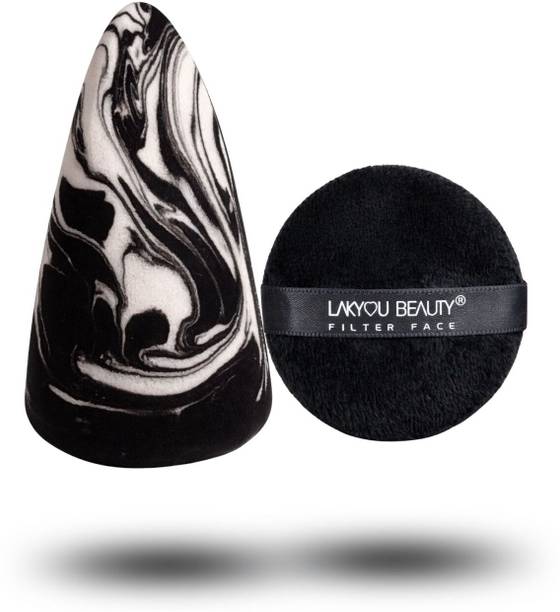 Lakyou Beauty Makeup Sponge & Round Powder Puff Set for Liquid & Powder Use