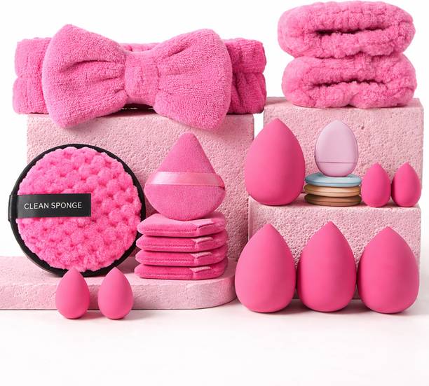 Gleva Multi Shape Makeup Sponge Set, Beauty Blender Puff Kit with Headband 20Pcs