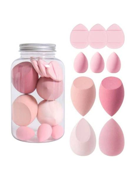 feelhigh 10pcs Storage Jar 4 Blenders, 3 Mini Blenders,3 Mini Finger Puffs for Makeup