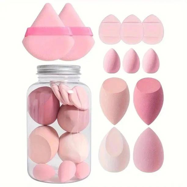 My Colors 12pcs 4 Blenders,3Mini Blenders,3Mini Finger puff,2 triangle puff & Storage Jar