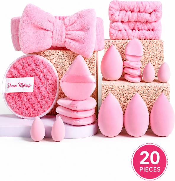 Dream Makeup Multi-Shape Makeup Sponge Set 20 Piece Beauty Puff Face Blender Kit