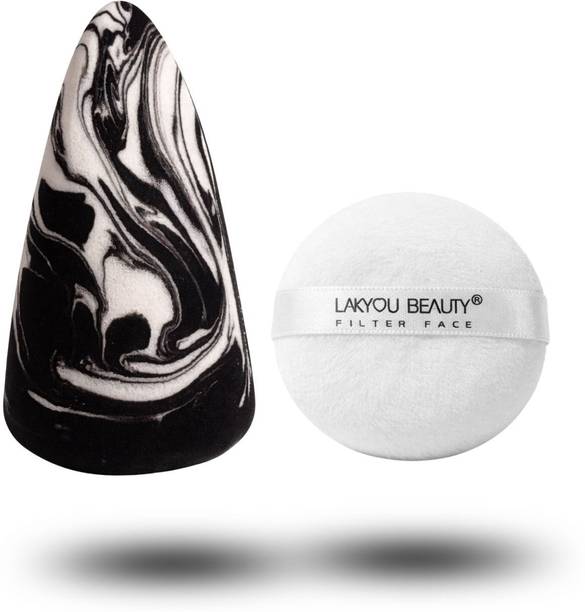 Lakyou Beauty Makeup Sponge & Round Powder Puff Set for Liquid & Powder Use