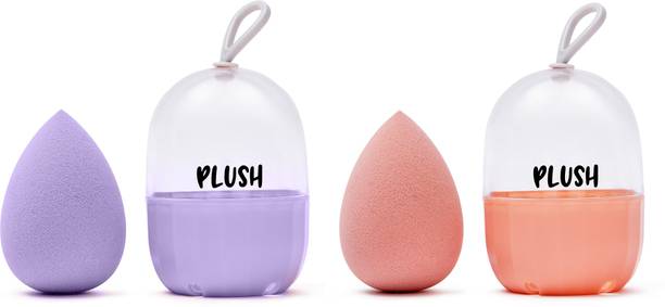 PLUSH Blends Combo - Lilac Lush Olive Cut & Peachy Puff Beauty Blender with Case