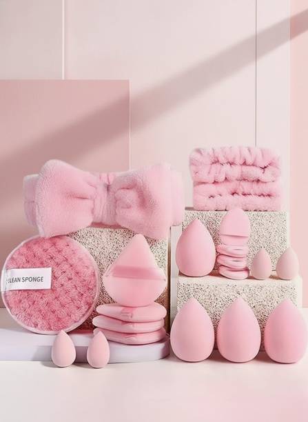 Bluezoo 20 Pcs Soft Makeup Puff Set with Headband & Blender for Face & Foundation