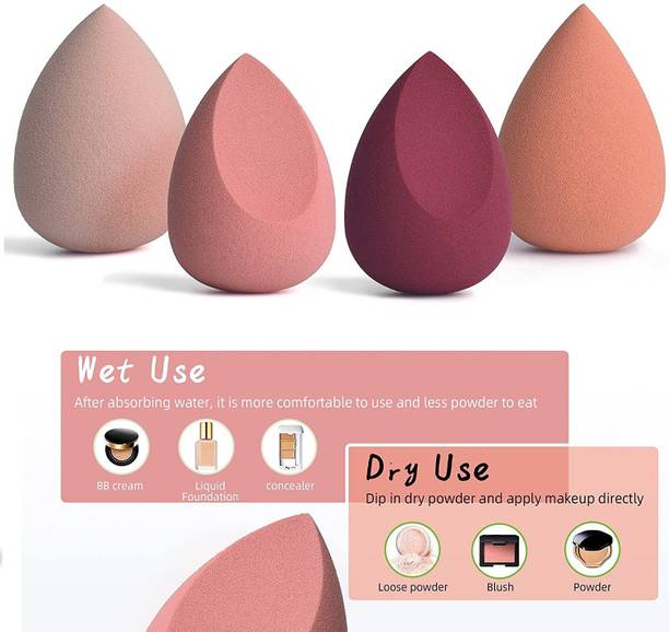 लक्यू ग्लो Beauty Foundation Cream Powder Liquid Blender Sponge Puff New Pack of 4