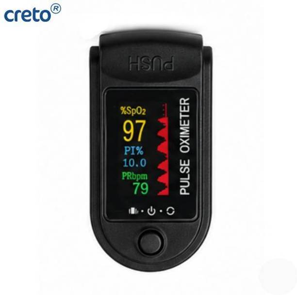 CRETO Black Pulse Oximeter with Reliable SpO2 Monitoring and TFT Color Screen Pulse Oximeter