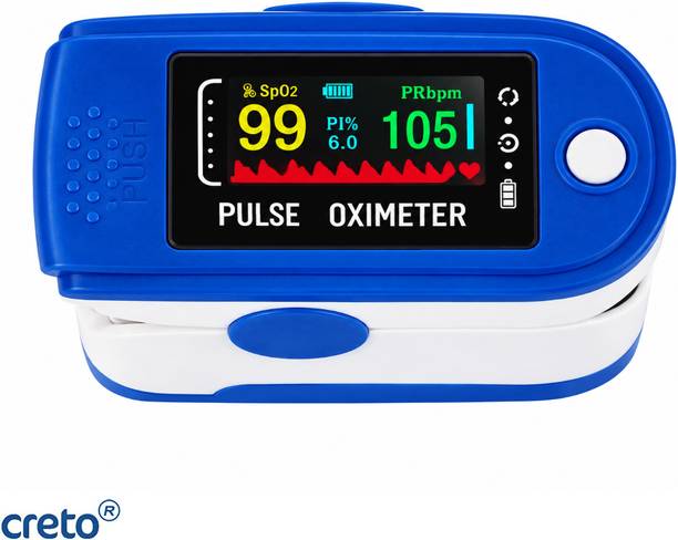 CRETO Portable Blue Fingertip Pulse Oximeter with TFT Display and AAA Battery Pulse Oximeter