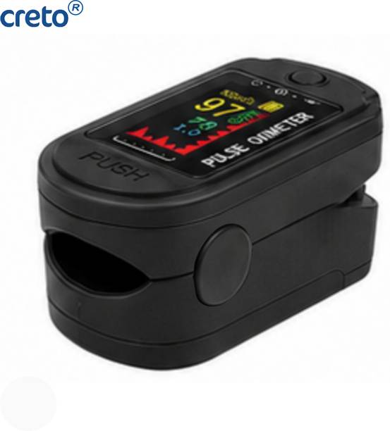 CRETO Black Pulse Oximeter with High Visibility 4 Color TFT Display Pulse Oximeter