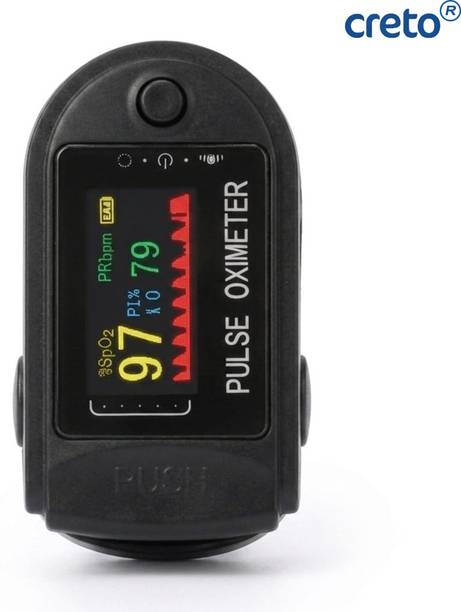 CRETO Black Pulse Oximeter with Portable Design and AAA Battery Included Pulse Oximeter