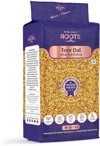 wings impex roots Yellow Toor/Arhar Dal (Split) (Protein-Rich & Unpolished Dal, Vacuumed, Hygienically Packed, Arhar Dal Fatka)