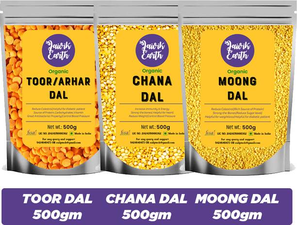 jaivikearth Organic Mix Dal (Split) (moong dal, chana dal, toor, arhar dal)