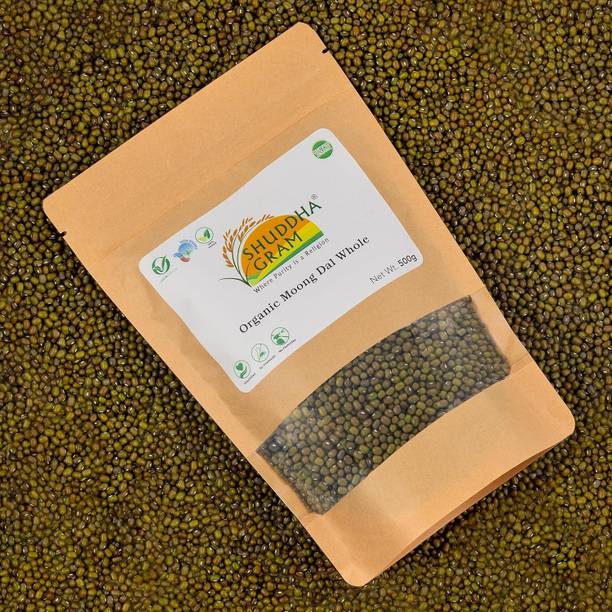 ShuddhaGram Organic Green Moong Dal (Whole) (Unpolished Moong Chhilka Dal Naturally Rich in Protein)