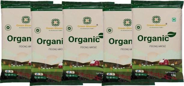 Green Blossom Organic Yellow Moong Dal (Whole) (Organic Dhuli Moong Dal 5 x 1 kg)