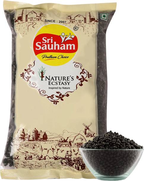 Sri Sauham Black Urad Dal (Whole) (Whole Black Gram- Natural Dal for Dal Makhani | Minapappu, Ulundhu)