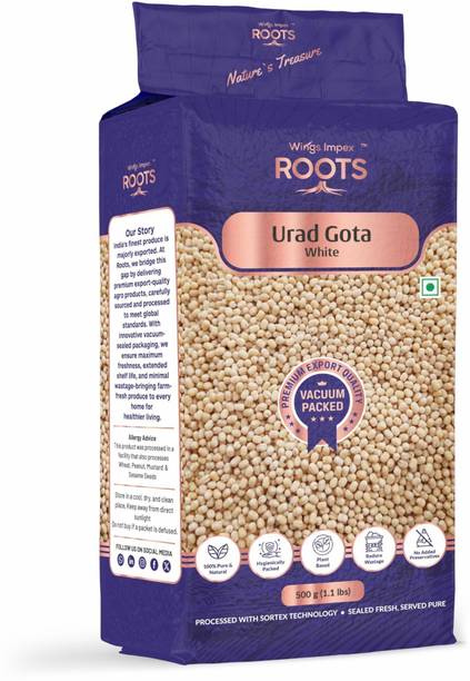 wings impex roots White Urad Gota (Whole) (Whole Urad, Pure & Natural, Unpolished, Clean & Sorted, vacuum Packed)