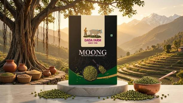 DADA FARM Organic Green Moong Dal (Whole) (500 GRM AKHA MOONG)